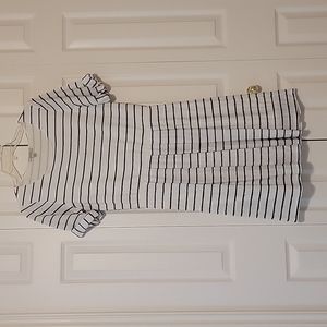 Bordeaux White with Navy stripes. A-line Dress